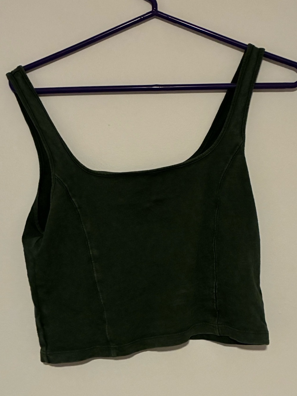 aerie Dark Green Square Neck Crop Tank